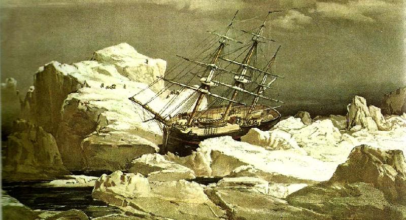 unknow artist robert mcclures skepp investigator sitter fast i isen norr om bankon oil painting image